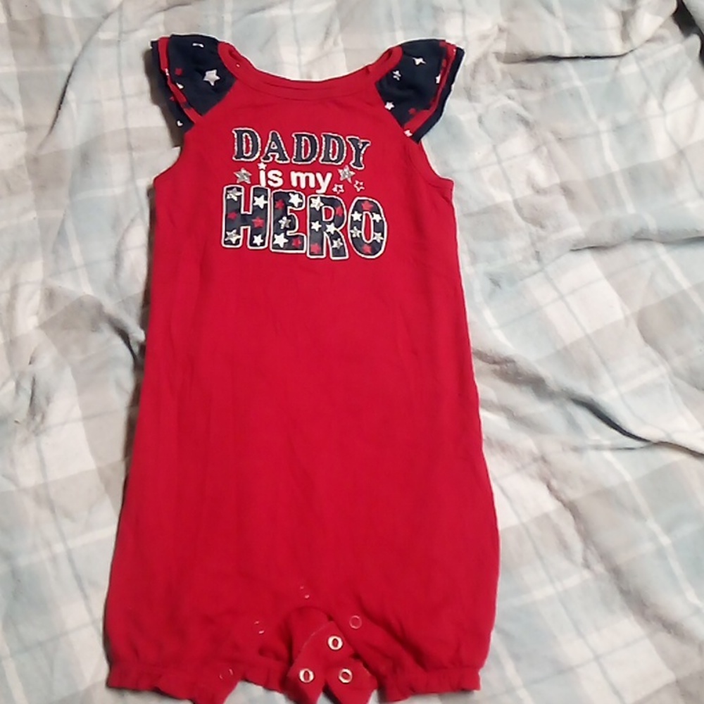Like new baby girl 24 months old body sute red white and blue 4th of July outfit